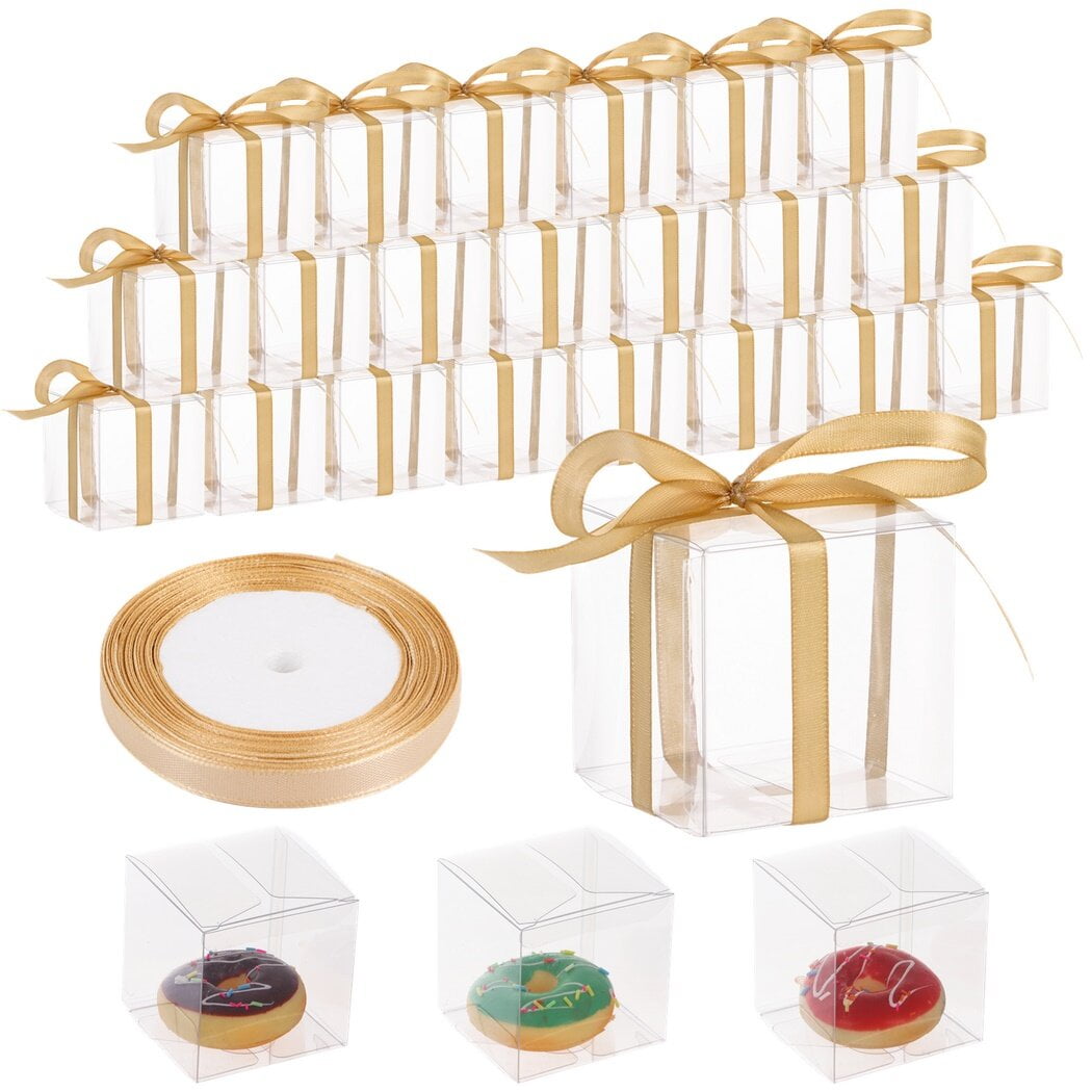 Cajas de regalo de plástico transparente con tapa, base y cinta. – Yaxa