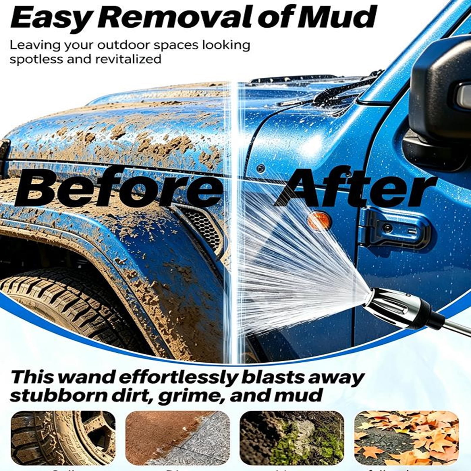 EBCUE 2026 Upgrade Turn Any Hose into a High Pressure Water Cleaning Jet, Power Jet Washer with High Pressure Hose Nozzle, Multi Function Lawn & Garden Watering Sprayer for Yard Car