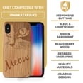 thumbnail image 7 of Case Yard Wooden Case Outside Soft TPU Silicone, Slim Fit Shockproof Wood Protective Phone Cover for Girls Boys Men and Women, Supports Wireless Charging Meow Design case for iPhone-X, 7 of 7