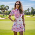thumbnail image 3 of Psesaysky Christmas Tennis Dresses for Women Zip up Golf Skater Workout Athletic Dresses with Built in Shorts&2 Pockets Holiday Party A Line Short Sleeve Sundress,Colorful Lights, 3 of 7