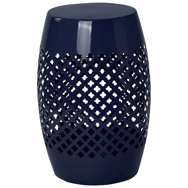 Outsunny Table d'Appoint Extérieur de 12 Pouces, Table d'Extrémité Ronde en Tambour Creux, Bleu Marine