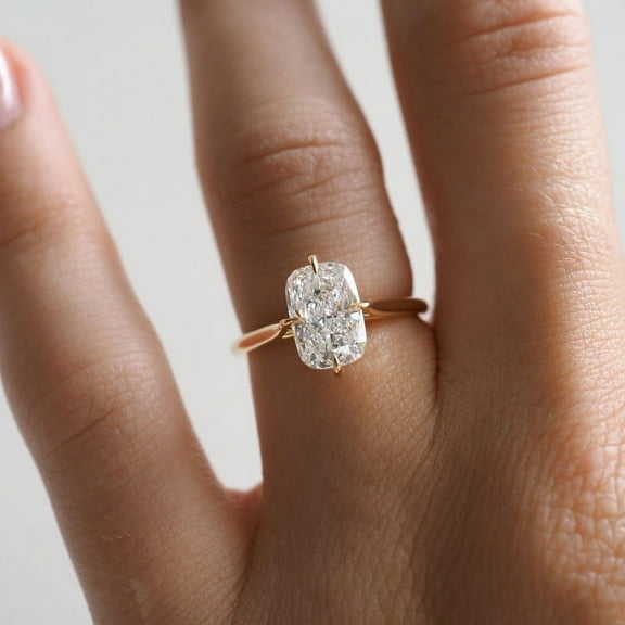 SOLITAIRE JEWELS 1.50CT Elongated Cushion Moissanite Solitaire Engagement Ring Solid 10K Yellow Gold