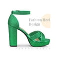 thumbnail image 3 of BLISSFUL STEP Women's Glitter Platform Crisscross Straps Block Heel Sandals, 3 of 5