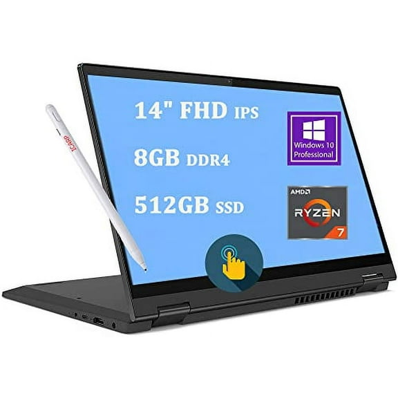 Lenovo Premium Flex 5 2-in-1 Business Laptop | 14" FHD IPS Touchscreen | AMD 8-Core Ryzen 7 4700U (> i7-10510U) | 8GB DDR4 512GB SSD | Fingerprint Backlit KB USB-C HDMI Dolby Win10 Pro   Pen