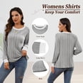 thumbnail image 3 of SHIBEVER Long Sleeve Shirts for Women Fall Tops Lightweight Clothing Trendy Winter Clothes Tunic Crew Neck Grey L, 3 of 9