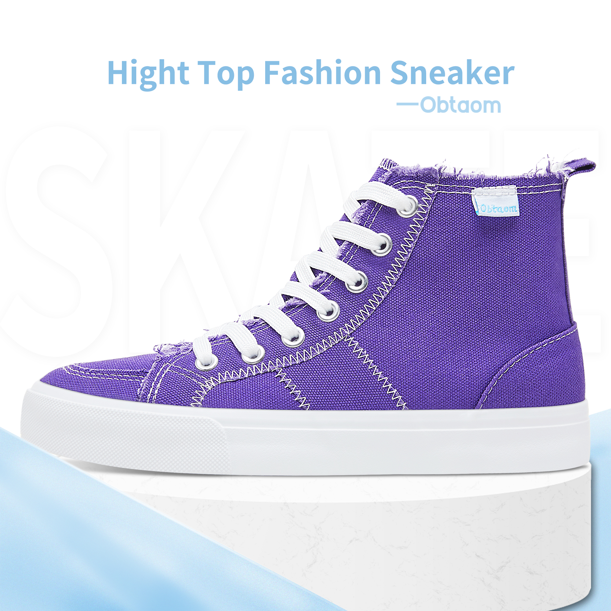 Obtaom Women's High Top Canvas Sneakers photo 3