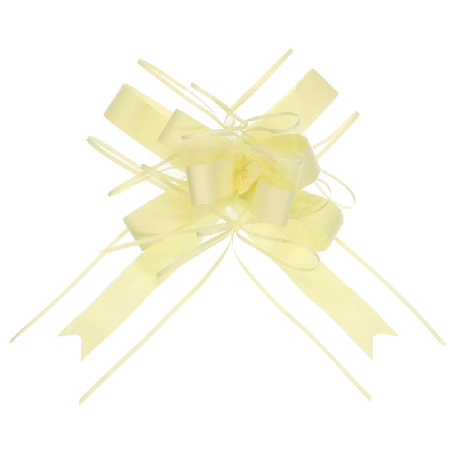 Unique Bargains 10pcs 11 Inch Extra Large Pull Bow Gift Wrapping Big Organza Bows Ribbon Yellow for Wedding Baskets Presents