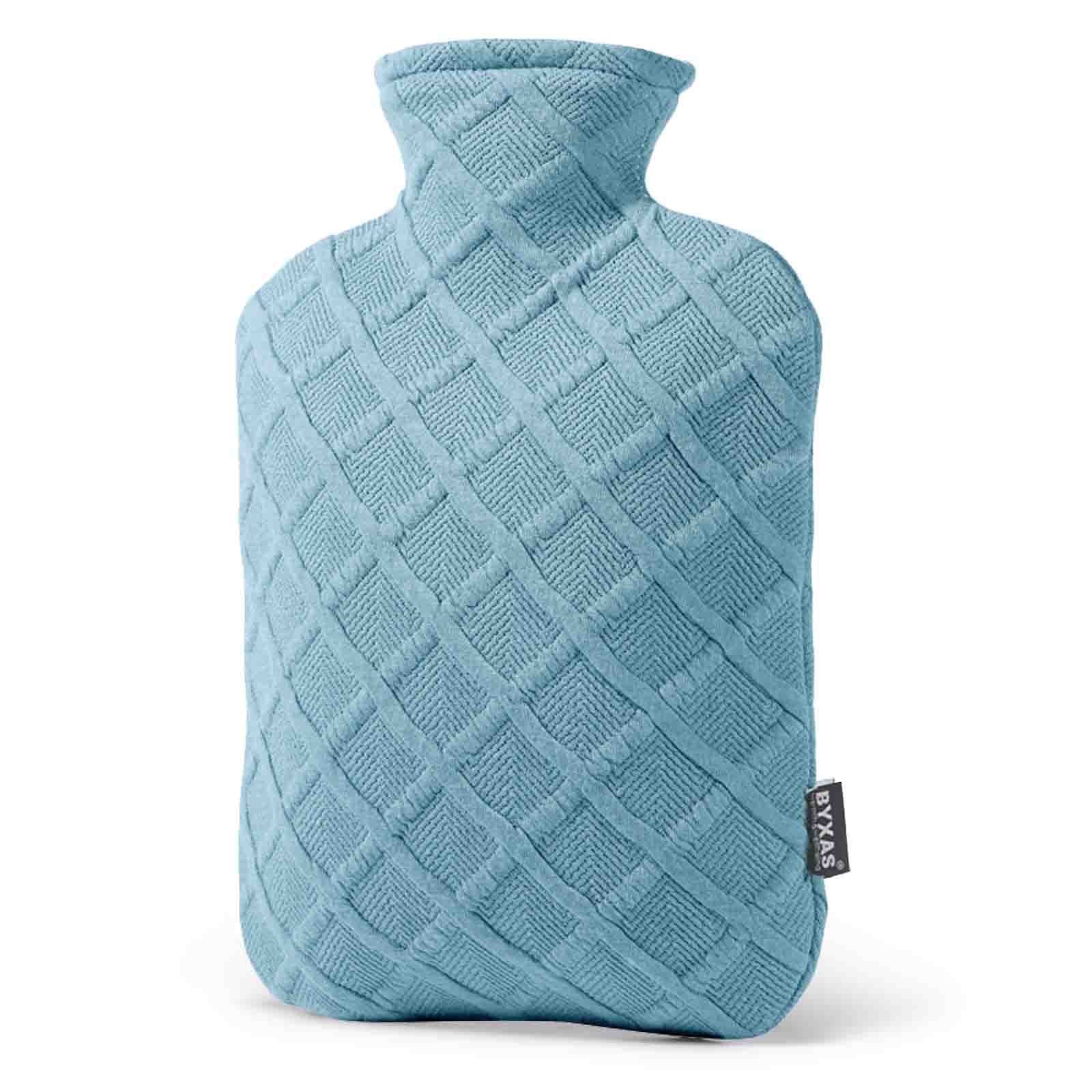 Hot Water Bottle with Cover,2L Leak-Proof Hot Water Bag for Hot & Cold Therapy,PVC Heating Pad for Menstrual Cramps,Hand Feet & Bed Warmer,Blue