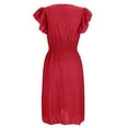 thumbnail image 4 of UPPADA Womens Summer V-Neck Ruffle Cap Sleeve Dress Casual Shift Mini Dress Summer Dresses A Line Smock Short Dress Red,XL, 4 of 7