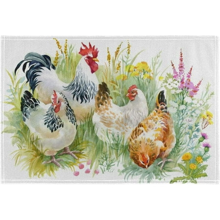 

Vintage Easter Flower Bird Bunny Placemat Table Mats Set of 6 Cute Rabbit Butterful Floral Heat-Resistant Washable Clean Kitchen Place Mats for Dining Table Decoration