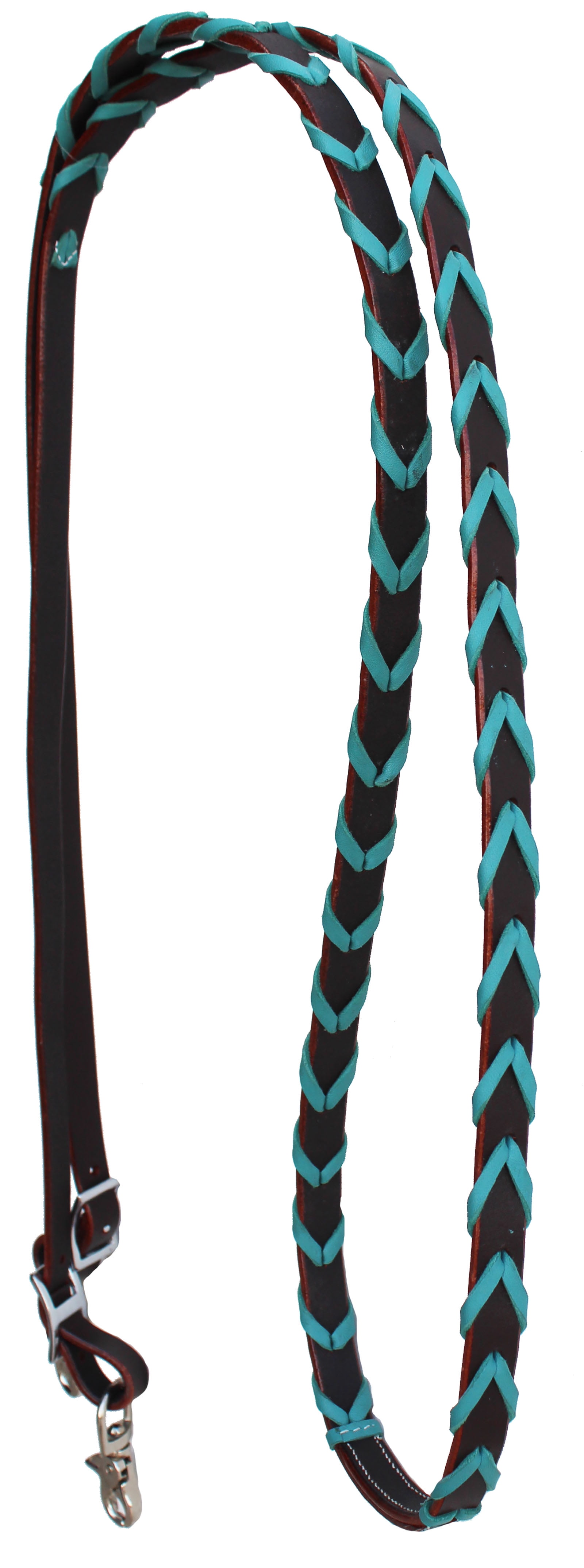 Equine Horse Western Leather Barrel Reins Tack Rodeo Nylon Laced Braided 6656 