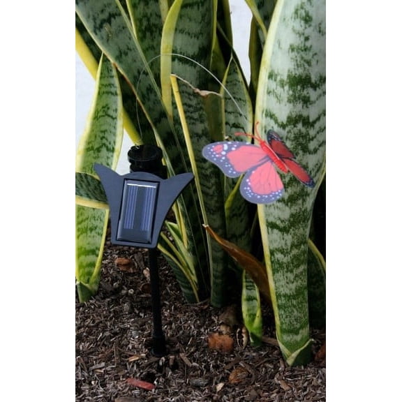 Solar Powered Dancing Red Color Butterfly Garden yard Fly on flower