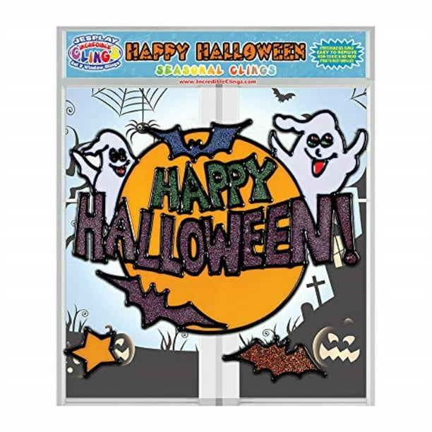 happy halloween gel clings flexible glass window clings for kids and toddlers (cpsc certified