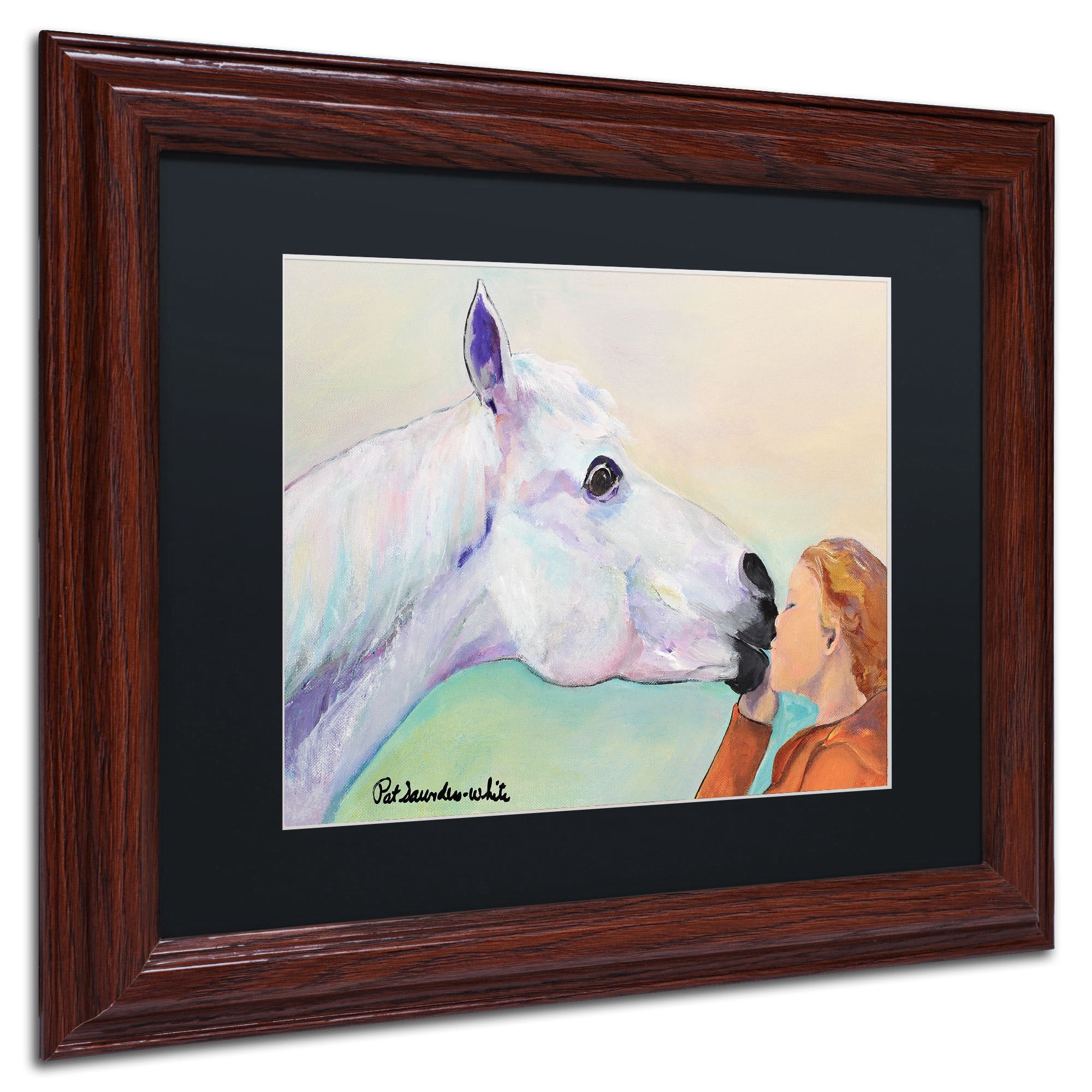 Trademark Fine Art "Opie's Kiss" Canvas Art by Pat Saunders-White, Black Mat, Black Frame
