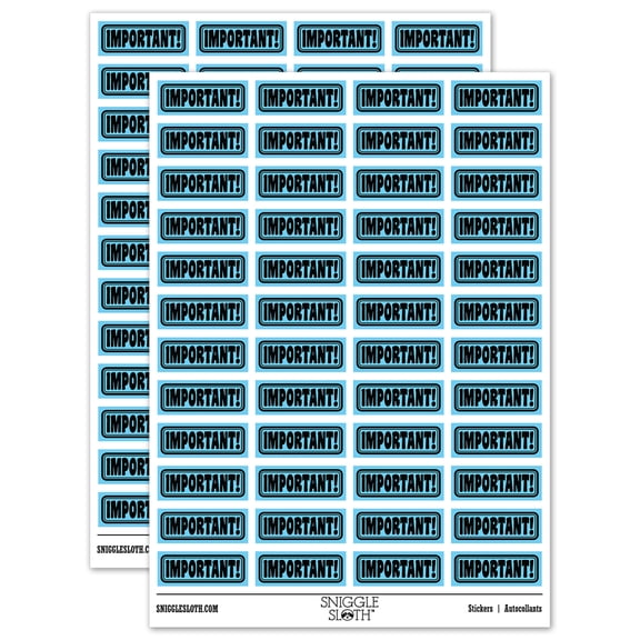 Important with Border Sticker Set - Light Blue - Gloss Finish - 1.25" Mini