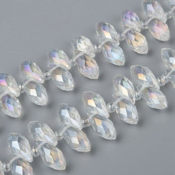 1Strand Crystal Glass Beads Strands Top Drilled Beads Faceted Teardrop Clear AB 13x6mm