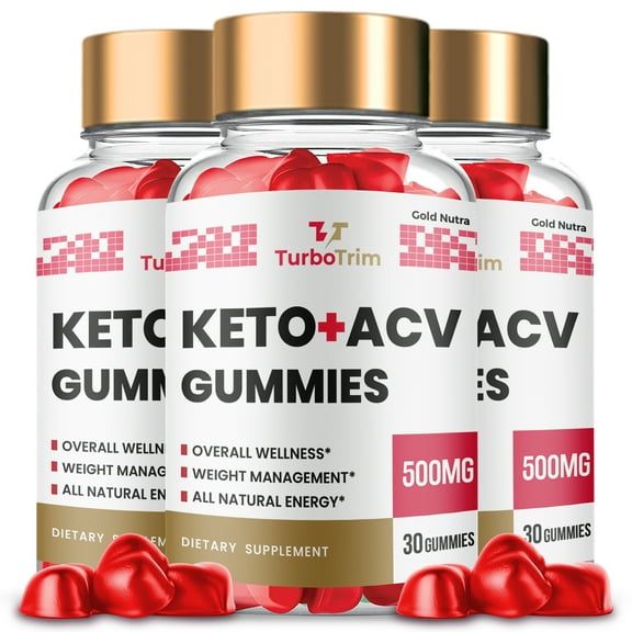 (3 Pack) Turbo Trim Keto ACV Gummies, Max Strength Turbo Trim Gummy Supplement for Men and Women, 3 Month Supply