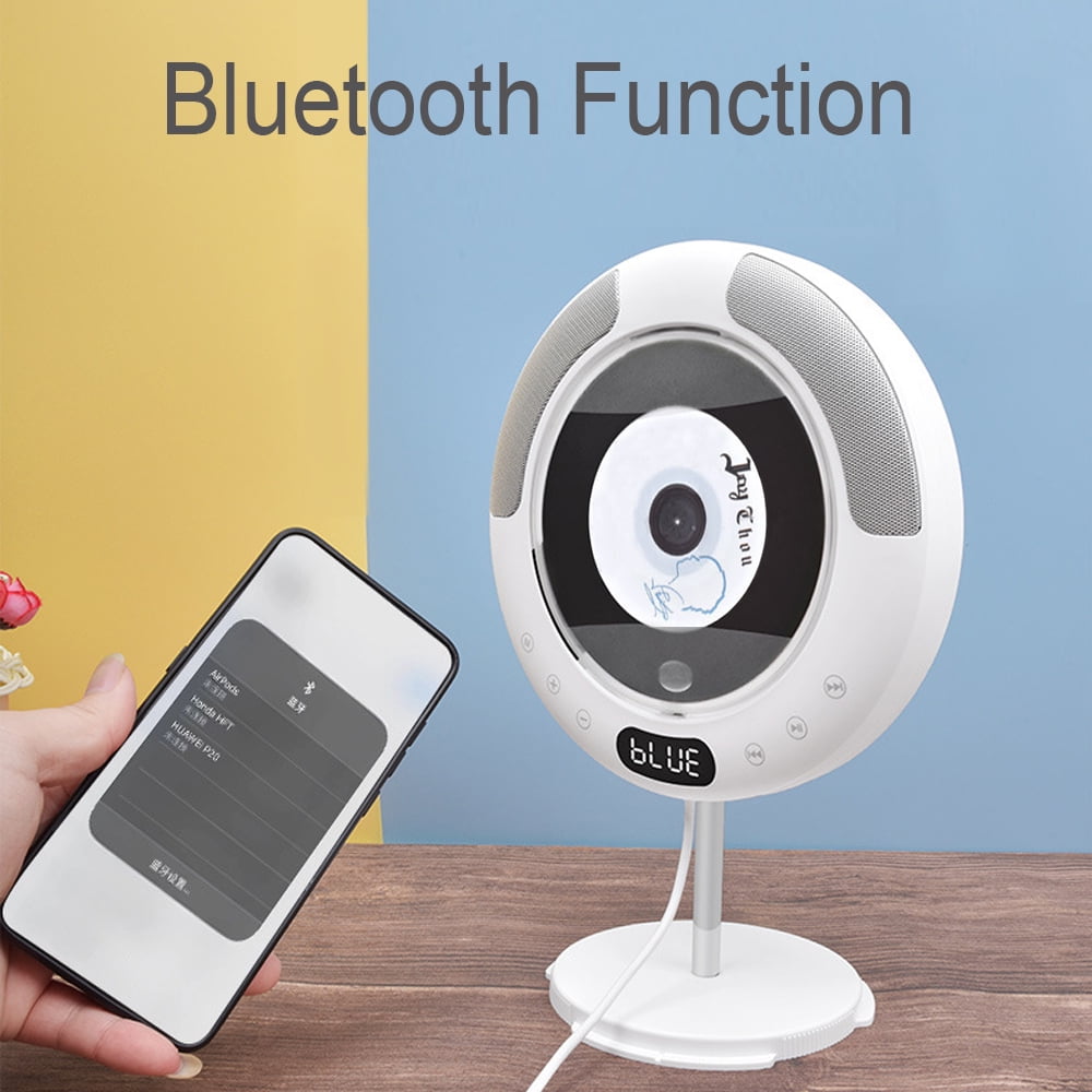MEGICOT Bluetooth 5.0 Wall Mountable CD Player with Built-in Pull-Switch Speakers, Portable MP3 Music Walkman with Special Stand Dust Cover Remote Control, Support Disc FM USB Flash AUX Play