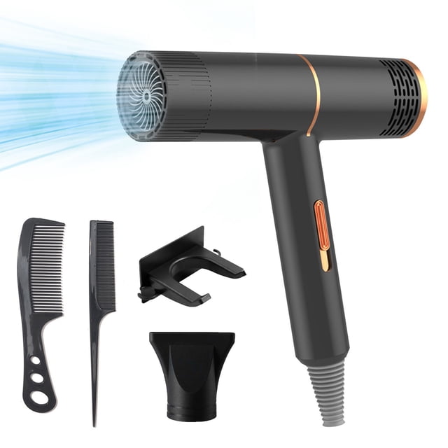 Hair Dryer with Blue Light Technology & Attachments - 400W Fast Drying Foldable Travel Blow Dryer for Salon Home Use, Overheat Protection