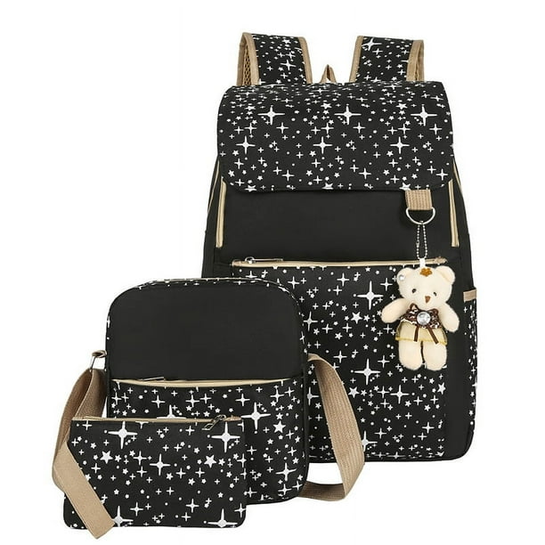 Mochila estilo universitario mochila de oso niñas estudiantes de secundaria mochila escolar de tres piezas