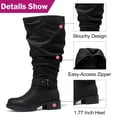 thumbnail image 5 of Love Steetly Women's Extra Wide Calf Knee High Boots, Slouchy Ruched Tall Boots, Harness Buckle Strap, Chunky Lug Sole Block Heel Side Zipper Boots., 5 of 8
