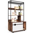 thumbnail image 2 of EDTara Large Hidden Cat Litter Box Enclosure, Wooden Furniture With 4-Tier Shelves and Scratching Post, Multi-Functional Cat Washroom Storage for Most Litter Boxes, 2 of 8
