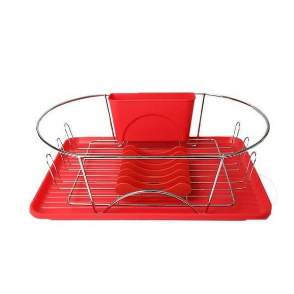 Megachef Mega Chef 17" Dish Rack Red/Silver (92596409M) 93596409M