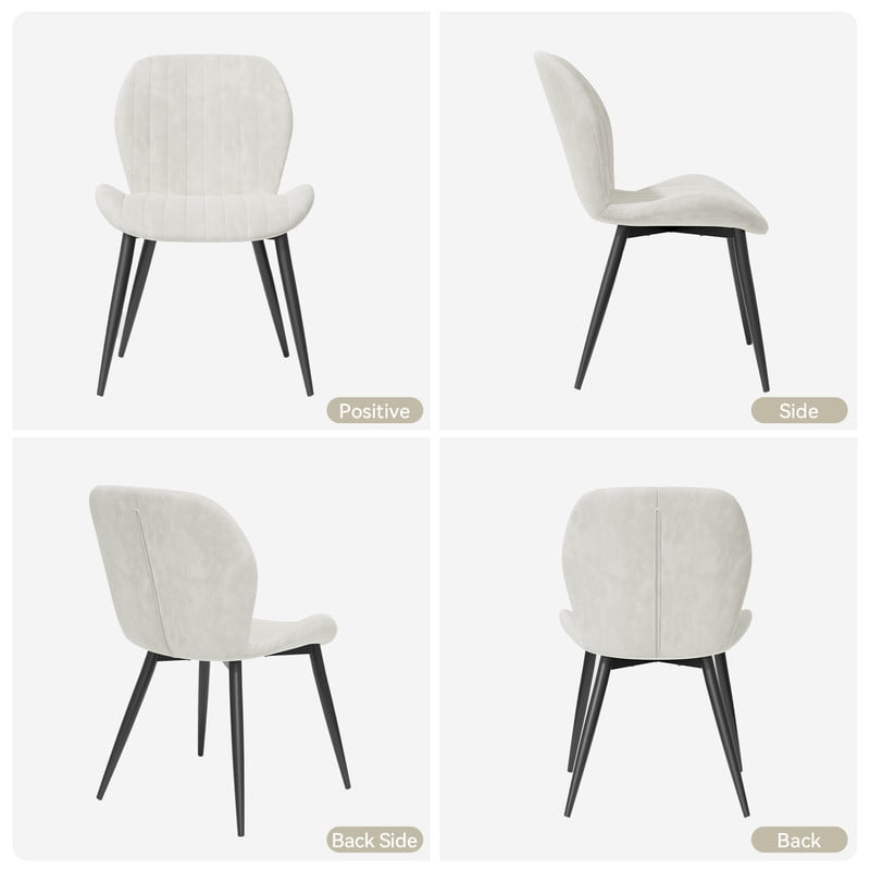 Hawsaiy Modern Velvet Dining Chairs Set of 4,Upholstered Armless Chairs with Metal Legs and Thick Cushions,Cream