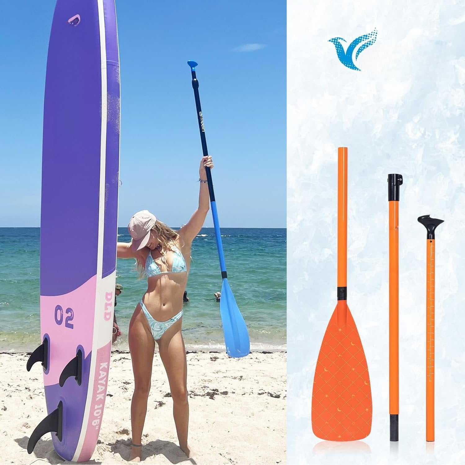 Fiberglass Paddle Board Paddle Effortless Adjustment & Transport Sup Paddle Lever Lock Kayak Paddle