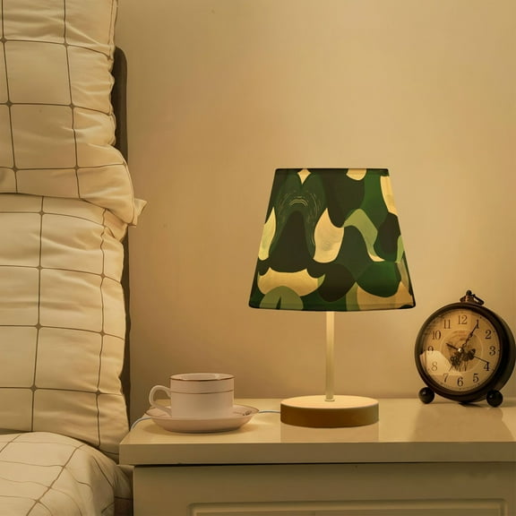 Yayeee Mini Table Lamp 10.8" Dimmable with Fabric Shade 3 Color Temperatures, Black Abstract