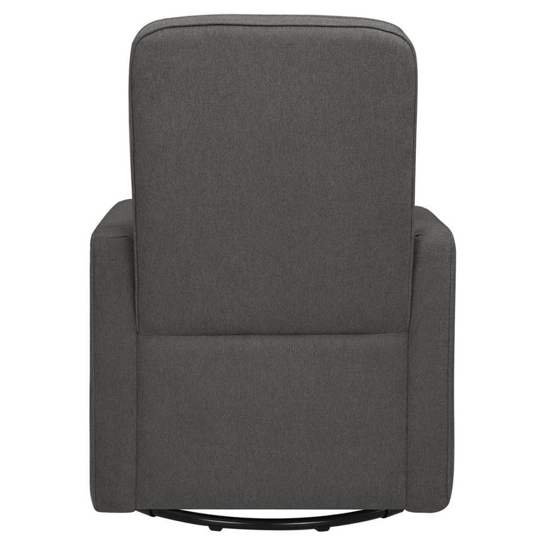Davinci olive upholstered swivel glider and ottoman in grey with cream piping clearance