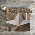 thumbnail image 3 of Ambesonne Prehistoric Country Quilted Bedspread Set 3 Pcs, Vintage Star, Queen Size, Brown, 3 of 3