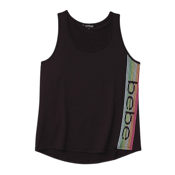 FSSTAM Neon Rainbow Side Stripe Tank Top for Women Girls Sports Workout Exercise Yoga, Sleeveless Sport Tops,  Black Medium(with Exclusive FSSTAM Booskie)