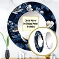 thumbnail image 3 of Designart "Midnight Floral Tapestry I" Floral Round Mirror Wall Decor Cottage - Large Blue Round Bathroom Mirror - Round Mirror - 29" x 29", 3 of 6