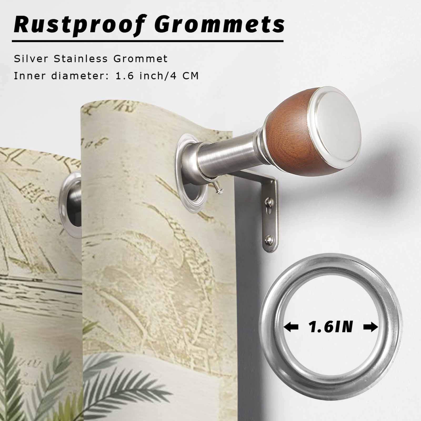 Tropical Palm Tree Outdoor Curtains for Patio, Vintage Summer Coastal Palm Tree Sunshade Privacy Drapes Grommet Waterproof Outside Curtains for Porch/Cabana/Balcony 54"x 108", 1 Panel