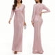 thumbnail image 4 of Puntoco Vestido De Manga Corta Con Cuello En V, Primavera Y Verano Para Mujer, Color Sólido, Manga Media, Cuello En V, Vestido Elegante Delgado Que Abraza La Cadera, Falda Larga Rosa S, 4 of 4