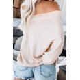 thumbnail image 2 of Camisa ReachMe para mujer con hombros descubiertos, punto gofrado, color beige, talla M, 2 of 4
