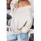 thumbnail image 2 of Camisa ReachMe para mujer con hombros descubiertos, punto gofrado, color beige, talla M, 2 of 4