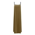 thumbnail image 5 of Women's Linen Maxi Dress, Contrast Trim Spaghetti Strap Sleeveless Backless Summer Beach Sundress, Loose Flowy Long Vacation Travel Dress, 5 of 5