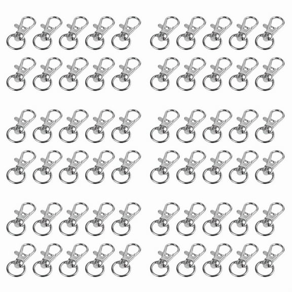 60pcs Metal Clasp Swivel Trigger Clips Snap Hooks Key Ring Bags DIY Craft Silver