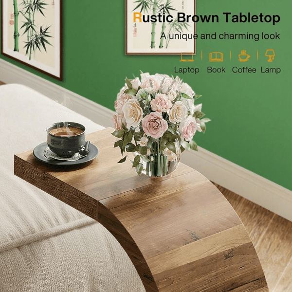 C-Shaped End Table, 11.8"*13.8" Tabletop, Compact 11.8"*25.59" Size, for Sofa/Bed/Small Spaces