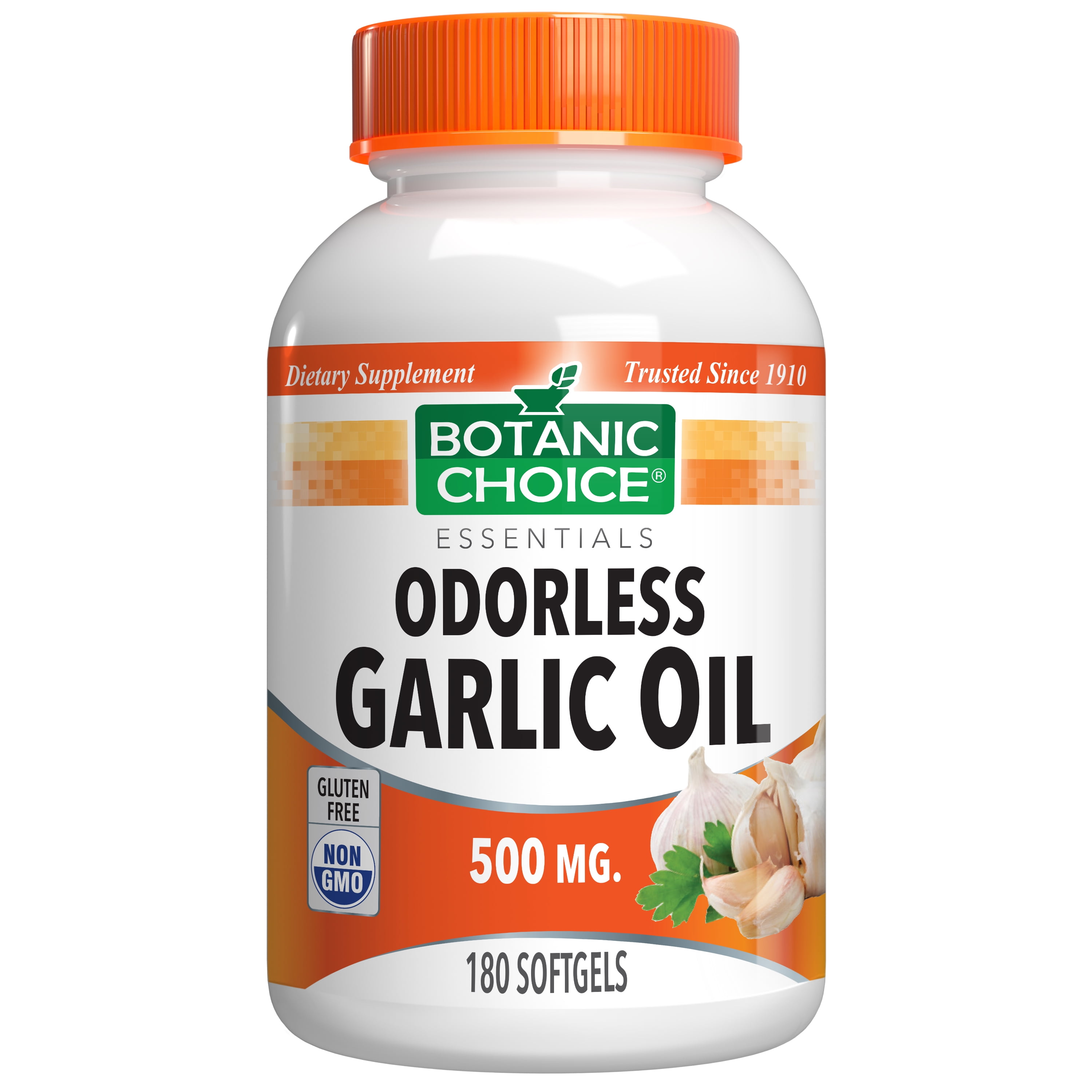 Botanic Choice Odorless Garlic Oil 500 mg Heart Herbal Supplement, 180 softgels