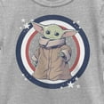 thumbnail image 2 of Girl's Star Wars: The Mandalorian Fourth of July Grogu Circle  Graphic Tee Athletic Heather X Large, 2 of 5