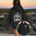 thumbnail image 2 of ZHOGXU Girls Casual Hooded Sweatshirt Cartoon Letter Print Long Sleeve Pullover Hoodie With Pocket For Kids School Clothes Outdoor Daily Wear,Black,3-4 Years, 2 of 4