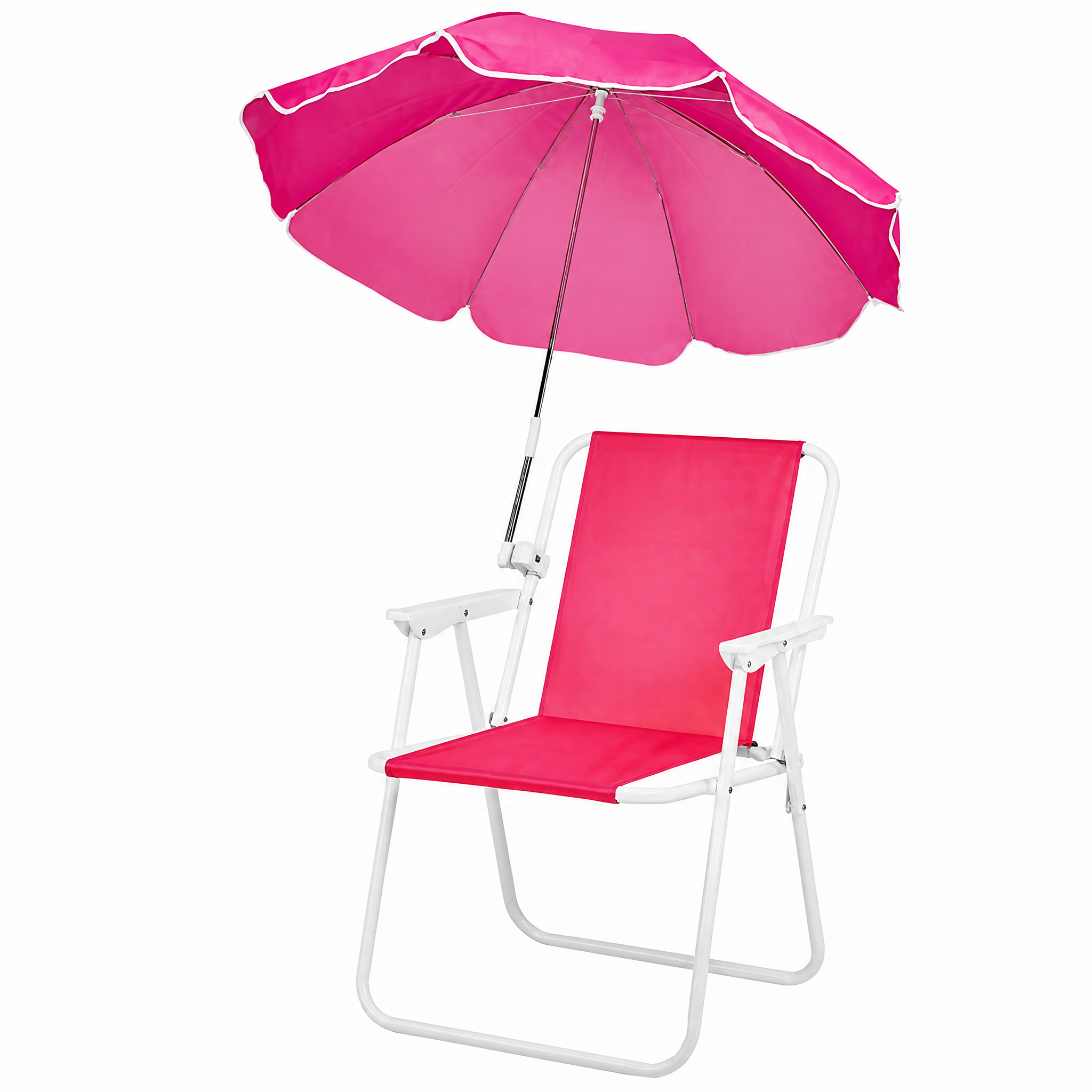 AsterOutdoor Folding Beach Chair with Umbrella, Pink