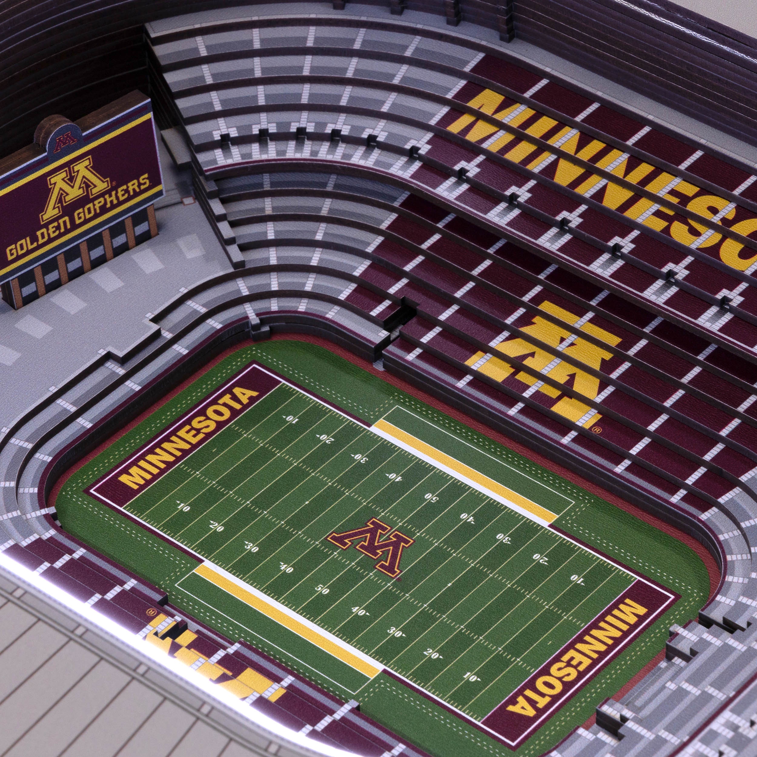 Minnesota Golden Gophers 25-Layer StadiumViews Lighted End Table