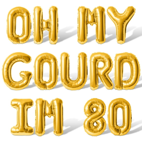 Letter Balloons - OH MY GOURD IM 80 16" Inch Alphabet Letters Foil Mylar Balloon 80th Birthday Party Banner (Gold)