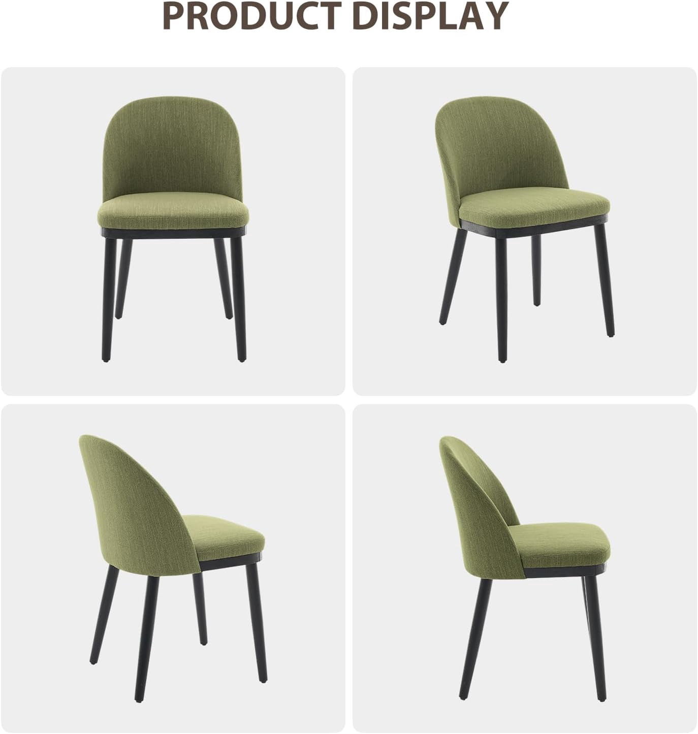 GARVEE Upholstered Dining Chairs Set of 6,Mid-Century Modern Dining Chair with Rubberwood Legs,Green
