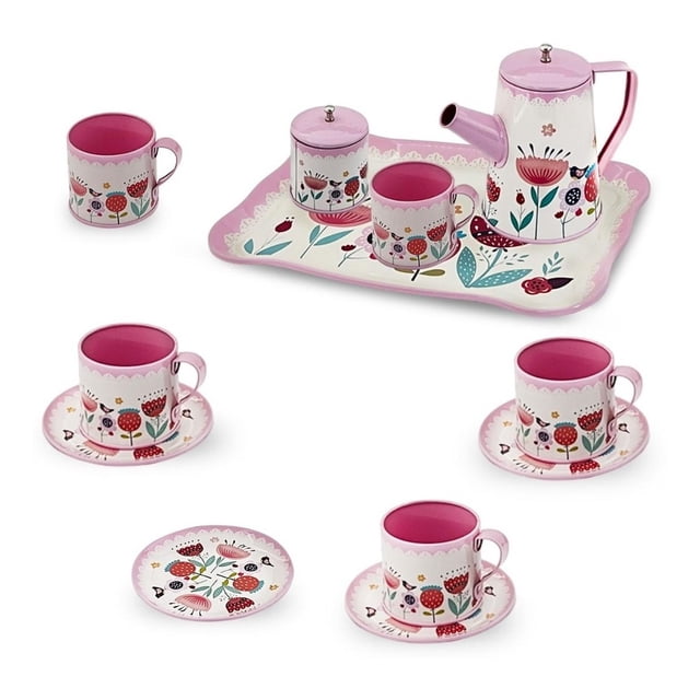 Set de Té Juguete Rm Regalomex Tazas Platos Tetera Azucarera Cremera blanco Mediano