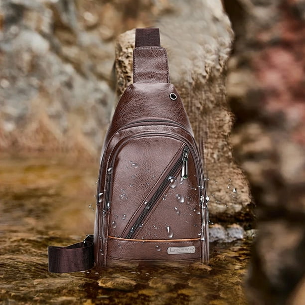 Mens Soft Leather Chest Bag - Stylish One-Shoulder Bag
